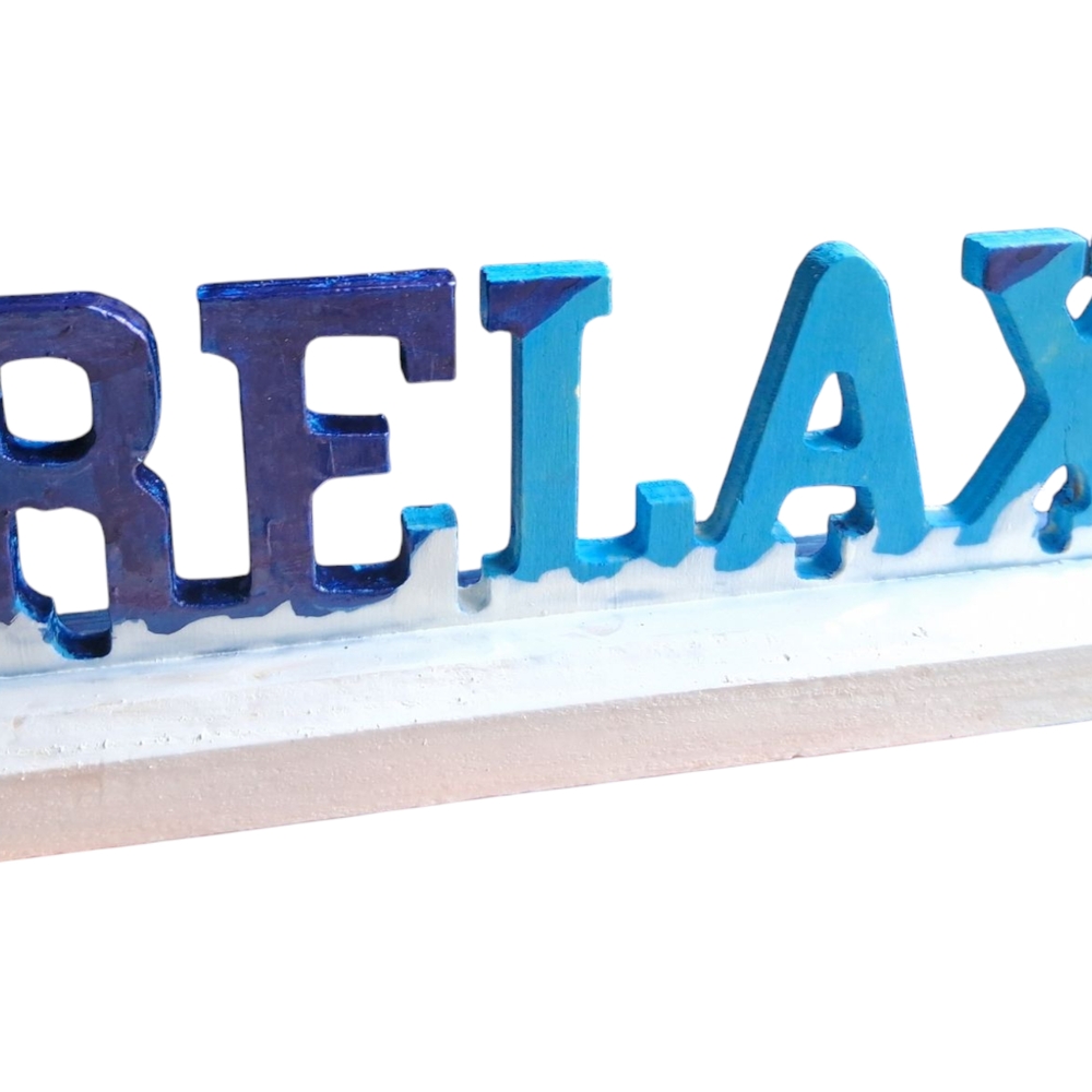Blue and White 'RELAX' Decorative Sign